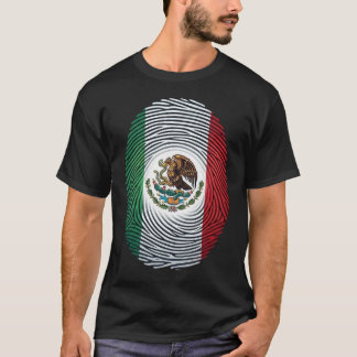 Mexico Flag Fingerprint with Coat of Arms T-Shirt