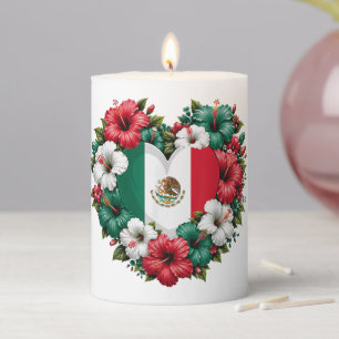 Mexico Flag Heart Hispanic Heritage Month Pillar Candle