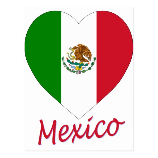 Mexico Flag Heart Postcard | Zazzle.com