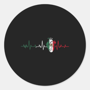 Mexico Flag Heartbeat For Mexican Pride Mexican Fl Classic Round Sticker