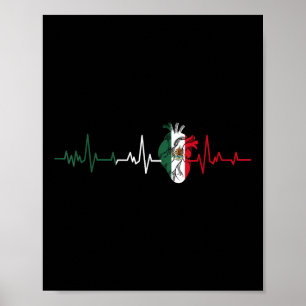 Mexico Flag Heartbeat For Mexican Pride Mexican Fl Poster