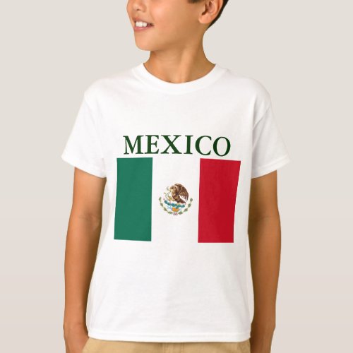 Mexico Flag Kids T_shirt White