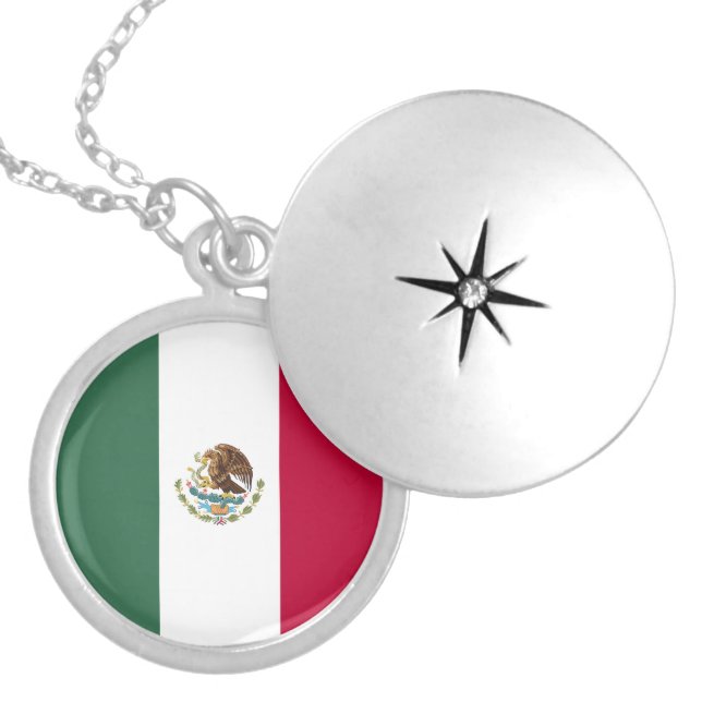 Mexico flag locket necklace (Front)