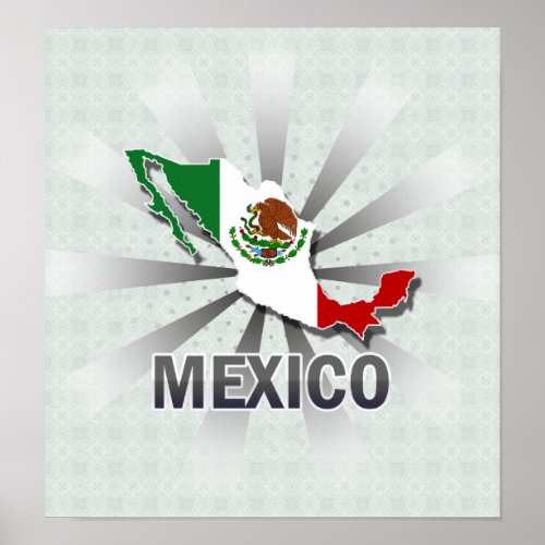 Mexico Flag Map 20 Poster