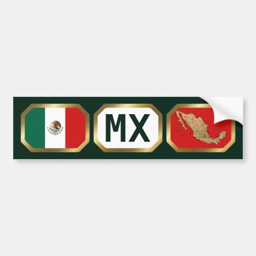 Mexico Flag Map Code Bumper Sticker