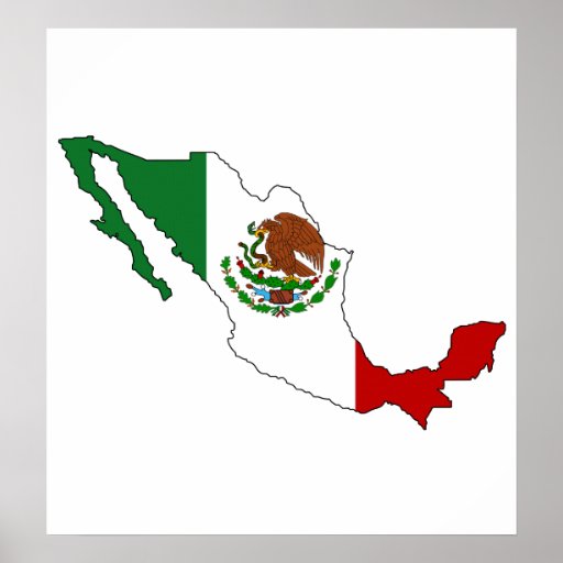 Mexico Flag Map full size Print | Zazzle