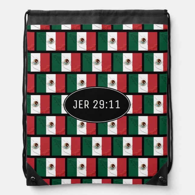 MEXICO FLAG Map | JEREMIAH 29:11 | Mexican Drawstring Bag (Front)