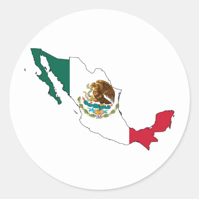 mexico flag map. la Bandera Nacional Classic Round Sticker | Zazzle