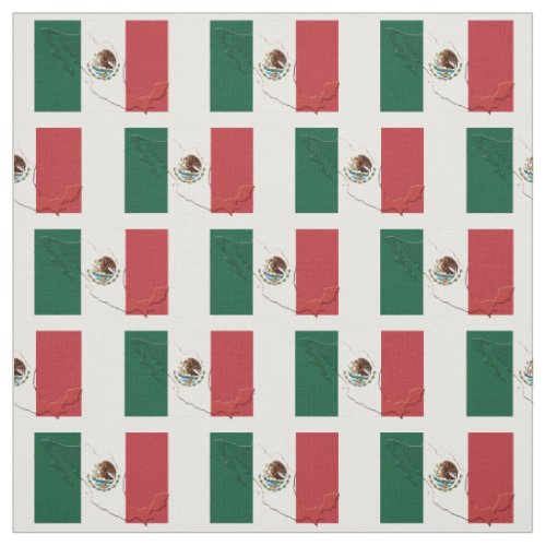 MEXICO Flag Map Outline Fabric
