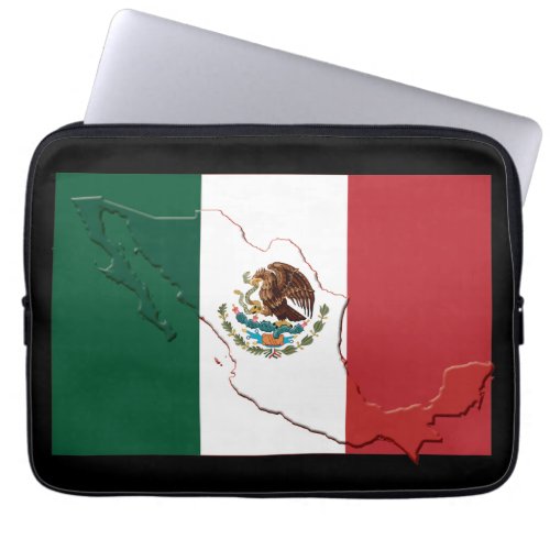 MEXICO Flag Map Patriotic Computer BLACK Laptop Sleeve