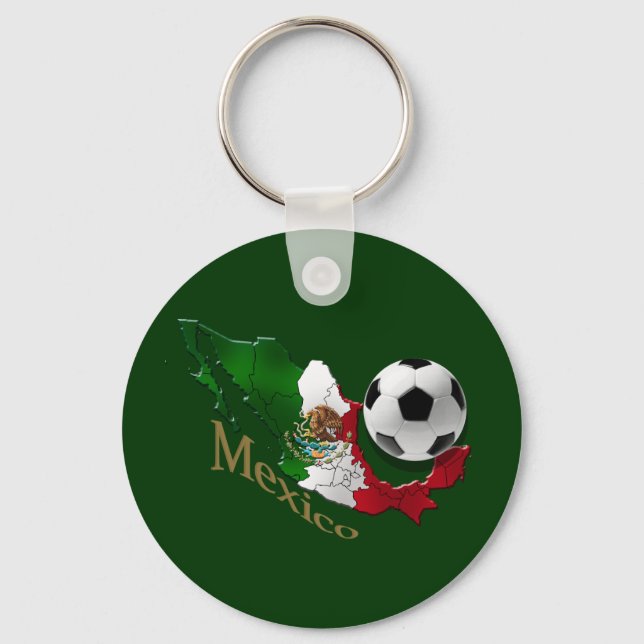 Mexico Flag Map Soccer fans Futbol gifts Keychain (Front)