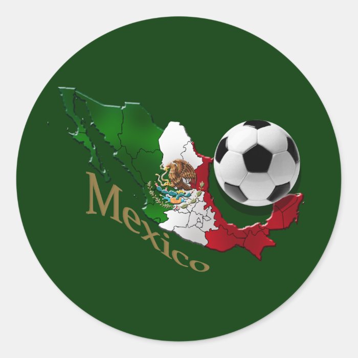 Mexico Flag Map Soccer fans Futbol gifts Round Sticker
