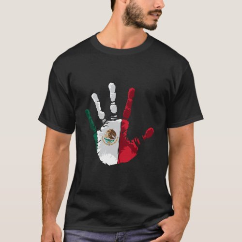 Mexico Flag Mexican Hand Print Hecho En Mexico T_Shirt