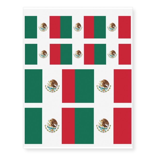 Mexico Flag Mexican Patriotic Temporary Tattoos (Front)