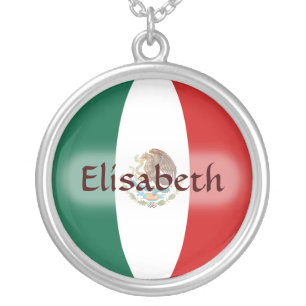Mexico Flag + Name Necklace