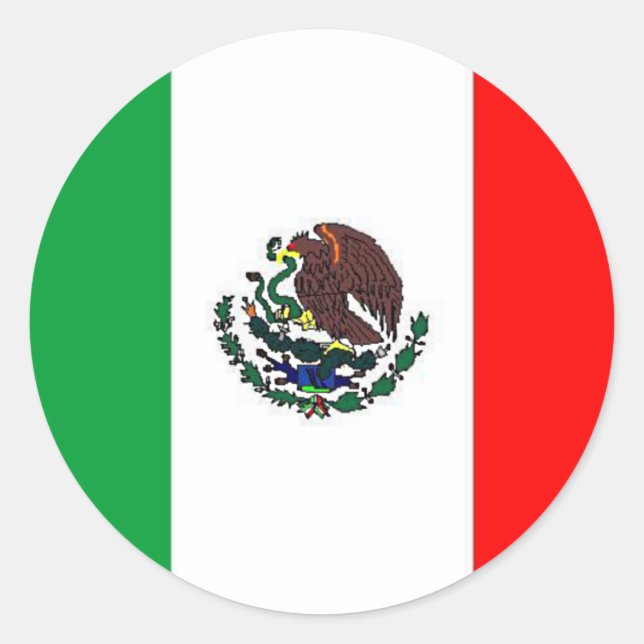 MEXICO FLAG - NATIONAL MEXICAN FLAG CLASSIC ROUND STICKER (Front)