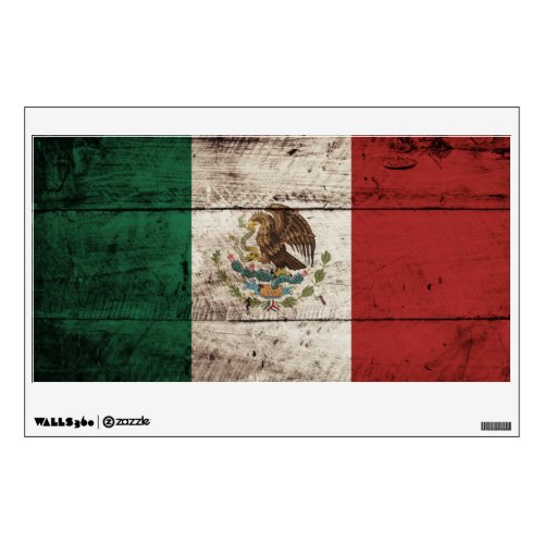 Mexico Flag on Old Wood Grain Wall Decal