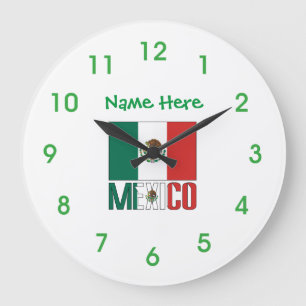 Mexico Flag Personalized Round Large Clock