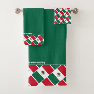 MEXICO FLAG Personalized Scripture GREEN Bath Towel Set