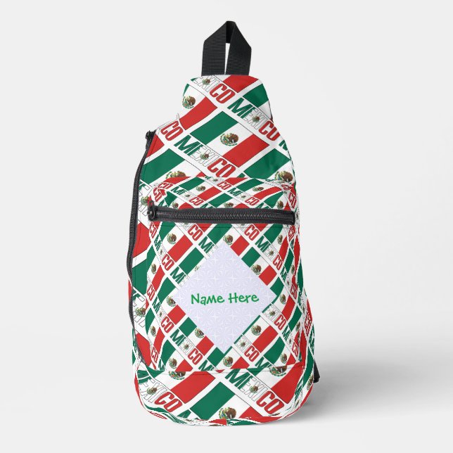 Mexico Flag Personalized Tiled  Sling Bag (Front)