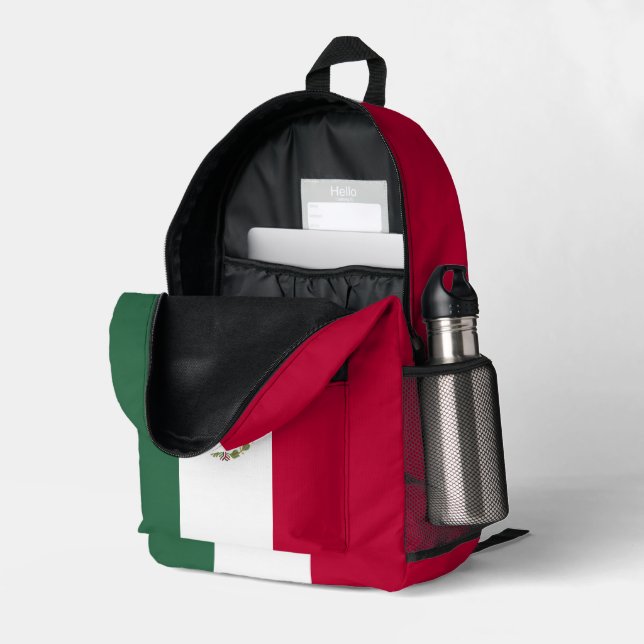 Mexico flag printed backpack (Back Corner Right (Open))