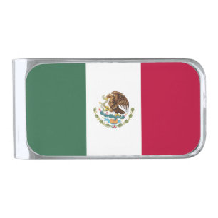 Mexico flag silver finish money clip