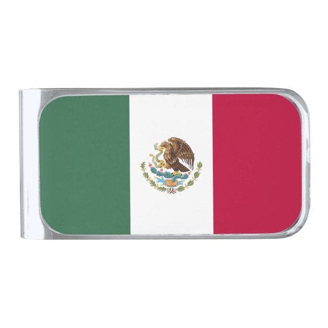 Mexico flag silver finish money clip (Front)