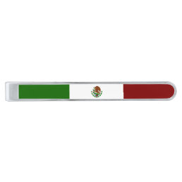 Mexico flag    silver finish tie bar