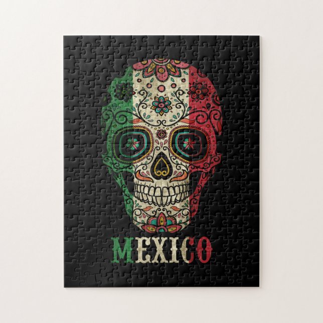 Mexico Flag Skull Jigsaw Puzzle (Vertical)