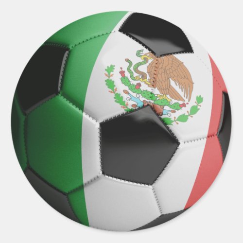 Mexico flag Soccer Ball Classic Round Sticker