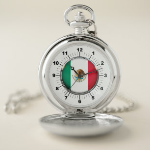 Mexico FlagPocket Watch: Silver Pocket Watch