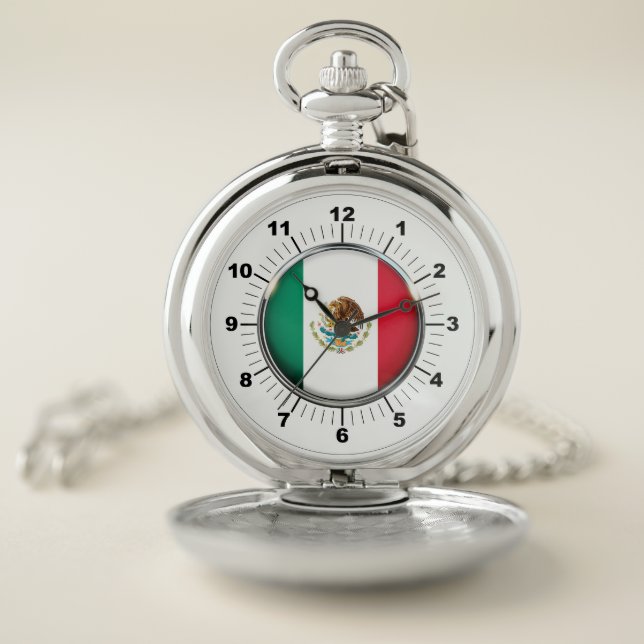  Mexico FlagPocket Watch: Silver Pocket Watch (Inside)