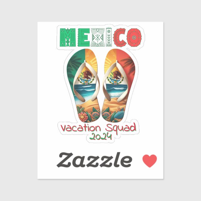 Mexico Flip Flop Vacation Tropical Getaway Design Sticker (Sheet)
