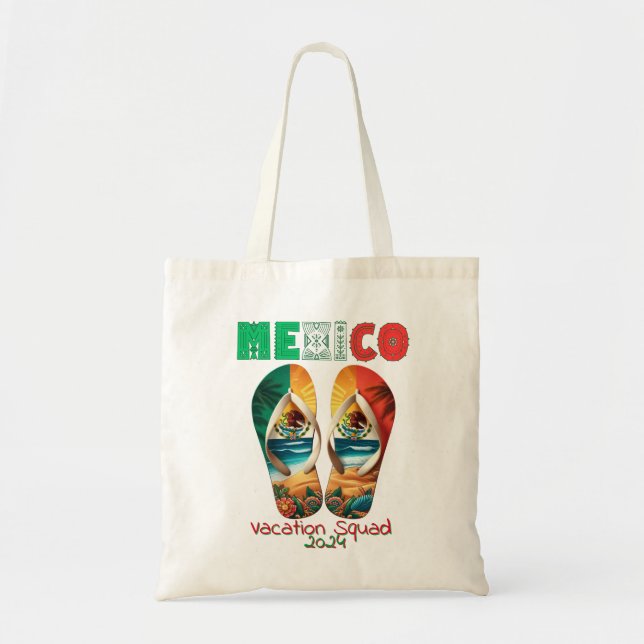 Mexico Flip Flop Vacation Tropical Getaway Design Tote Bag (Front)