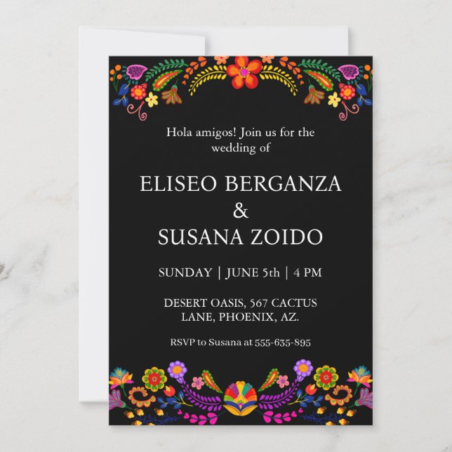 mexico floral mexican wedding invitations (Front)