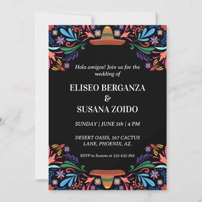 mexico floral mexican wedding invitations (Front)