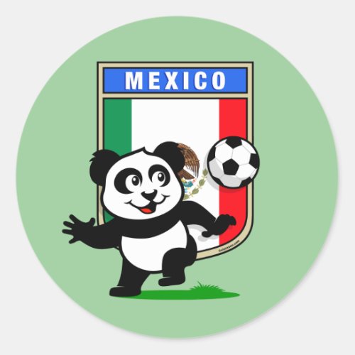 Mexico Football Panda Classic Round Sticker