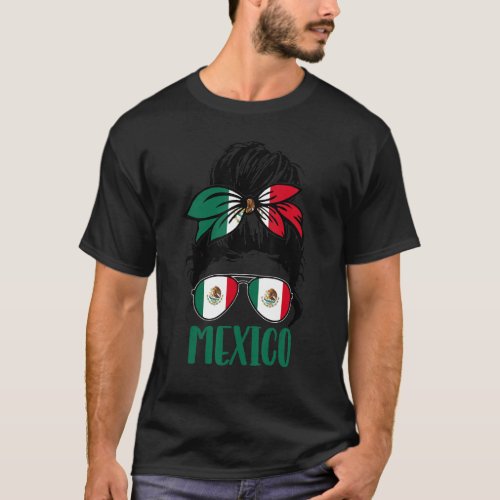 Mexico Girl Messy Hair Bun Mexicans Girl Fans Soc T_Shirt