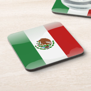 Mexico glossy flag drink coaster