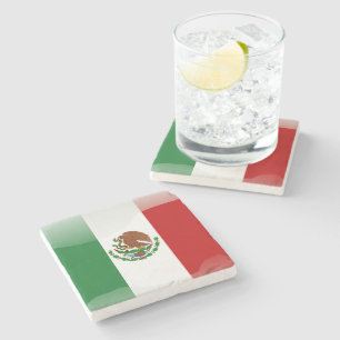 Mexico glossy flag stone coaster