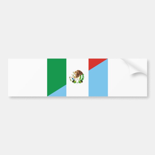 mexico guatemala half flag country symbol bumper sticker (Front)