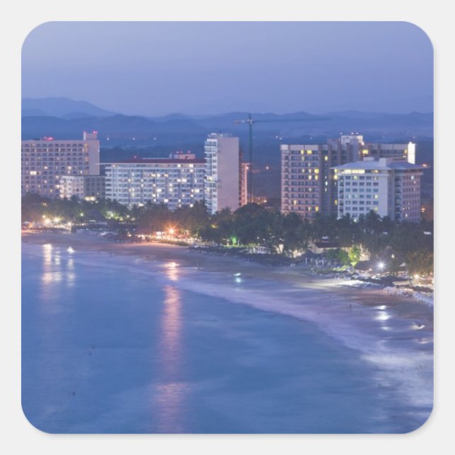 Mexico, Guerrero, Ixtapa. Ixtapa Hotels along Square Sticker (Front)