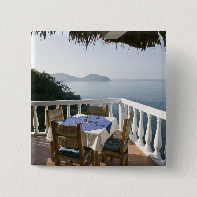 Mexico, Guerrero, Zihuatanejo. Cafe Table over Button (Front)