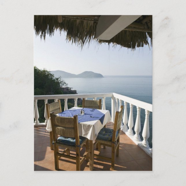 Mexico, Guerrero, Zihuatanejo. Cafe Table over Postcard (Front)