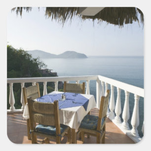 Mexico, Guerrero, Zihuatanejo. Cafe Table over Square Sticker