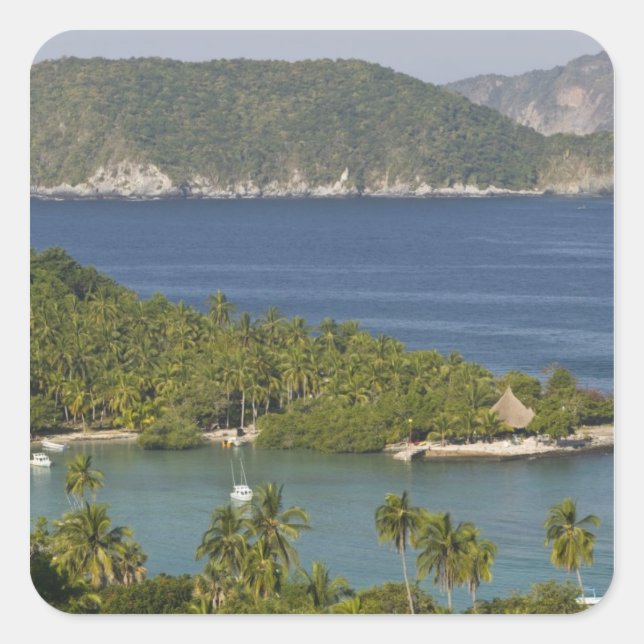 Mexico, Guerrero, Zihuatanejo. Playa Las Gatas- Square Sticker (Front)