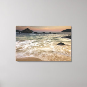 Mexico, Guerrero, Zihuatanejo. Surf along a Canvas Print
