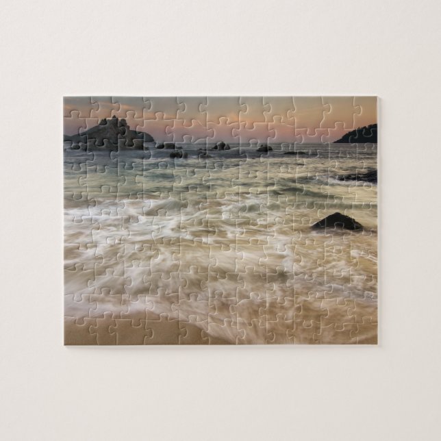 Mexico, Guerrero, Zihuatanejo.  Surf along a Jigsaw Puzzle (Horizontal)