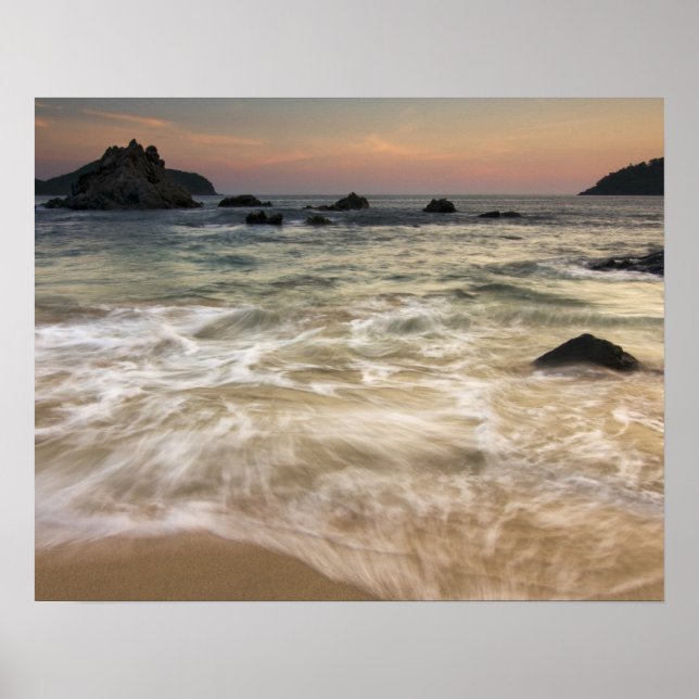 Mexico, Guerrero, Zihuatanejo. Surf along Poster (Front)