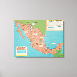 Mexico - Headline-Focus Wall Map Canvas Print